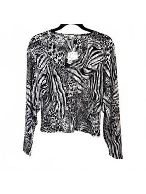 NWT Zara sheer animal print top long sleeves size Small, zebra print.